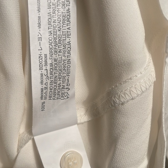 Zara cream polyester blend silky feel button dwn slim long sleeve dress shirt XS - Picture 5 of 5